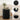Black side table with decorative items in a living room setting, highlighting design features.