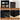Collage of a black bookcase with features labeled: Spacious Storage Bookcase, Anti-Tip Devices, Adjustable Shelves, and Sturdy Stable Base.