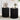 Two black side tables with decorative items in a room setting.