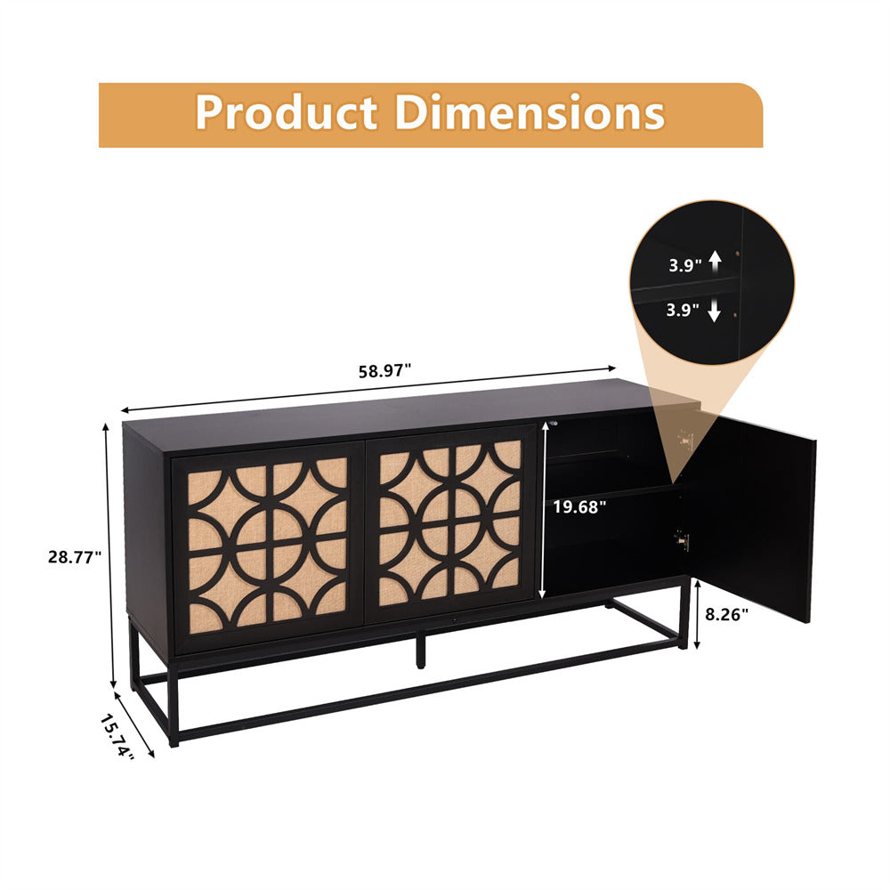 Black Modern Farmhouse Sideboard Buffet Storage Cabinet Size