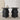 Two black side tables with decorative items on a neutral background