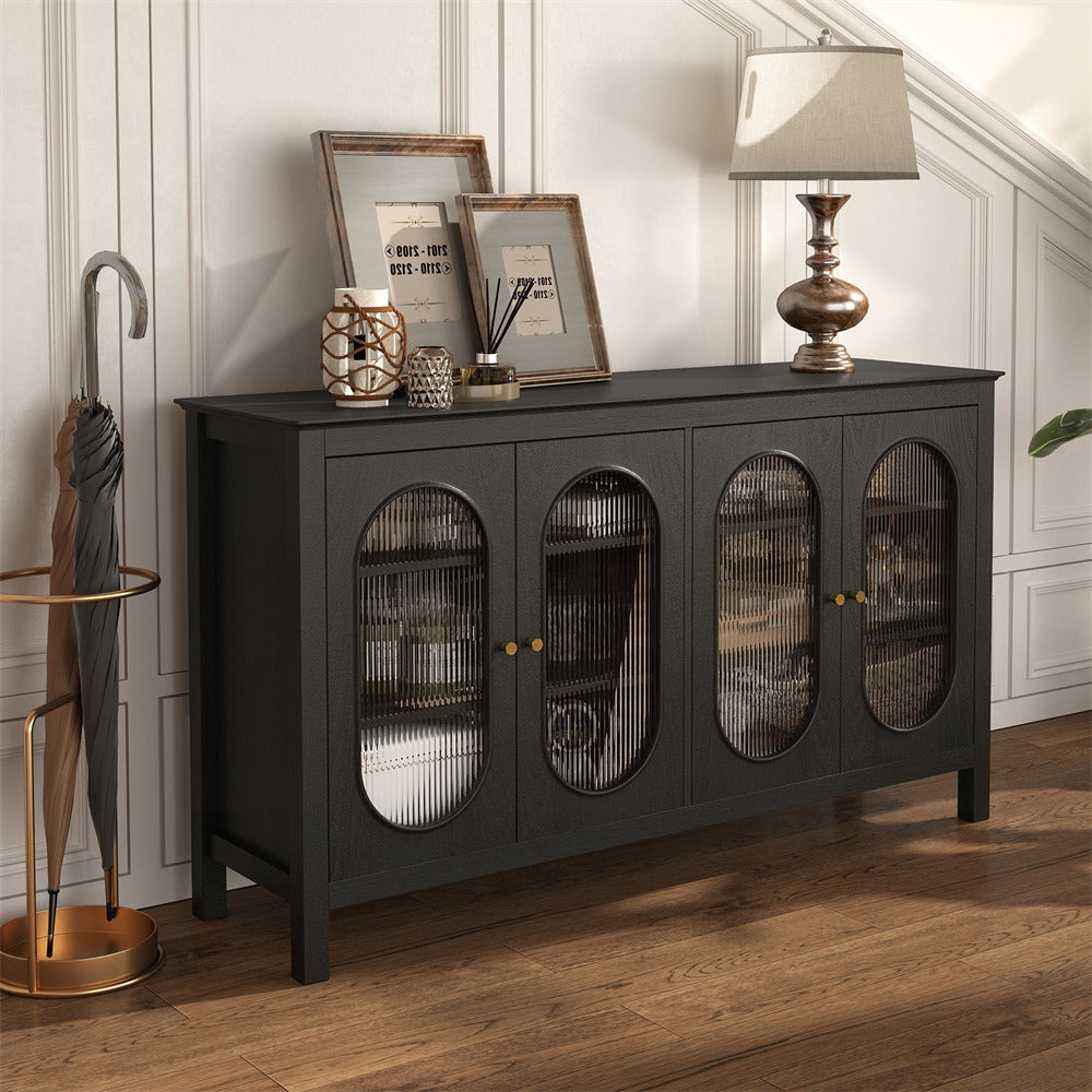 Black Modern Sideboard Storage Cabinet Coffee Bar Cabinet with Acrylic Doors