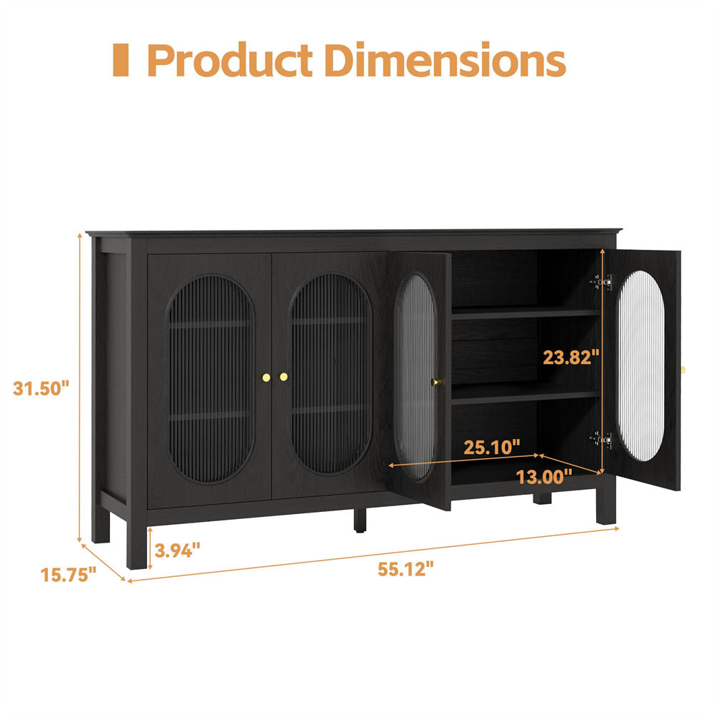 Black Modern Sideboard Storage Cabinet Coffee Bar Cabinet with Acrylic Doors