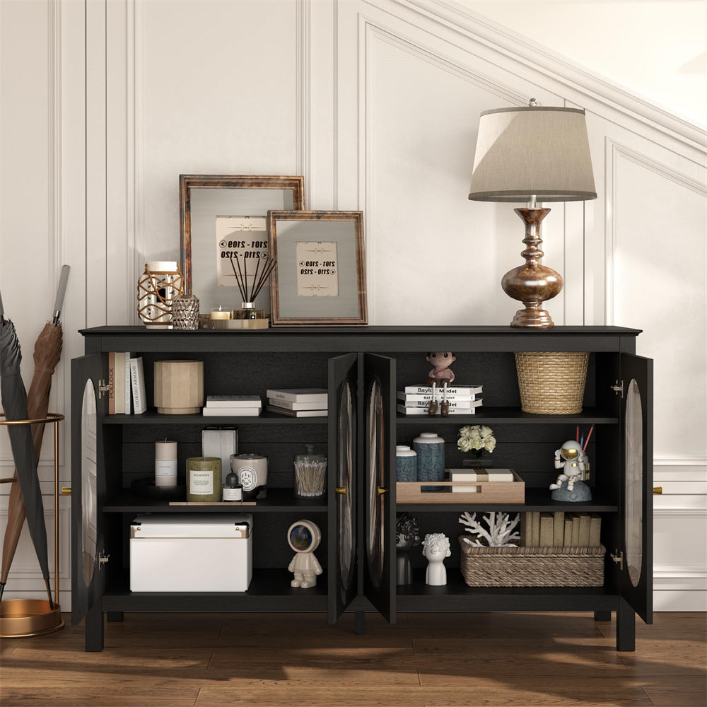 Black Modern Sideboard Storage Cabinet Coffee Bar Cabinet with Acrylic Doors