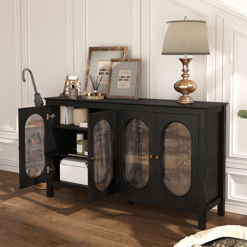 Black Modern Sideboard Storage Cabinet Coffee Bar Cabinet with Acrylic Doors