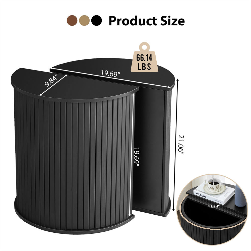 Black cylindrical product with measurements and weight displayed on a white background