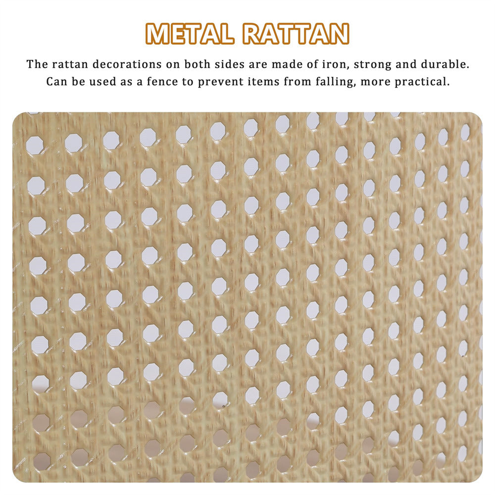 Metal rattan mesh with a grid pattern on a beige background