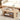 Wooden coffee table with decorative items in a living room setting