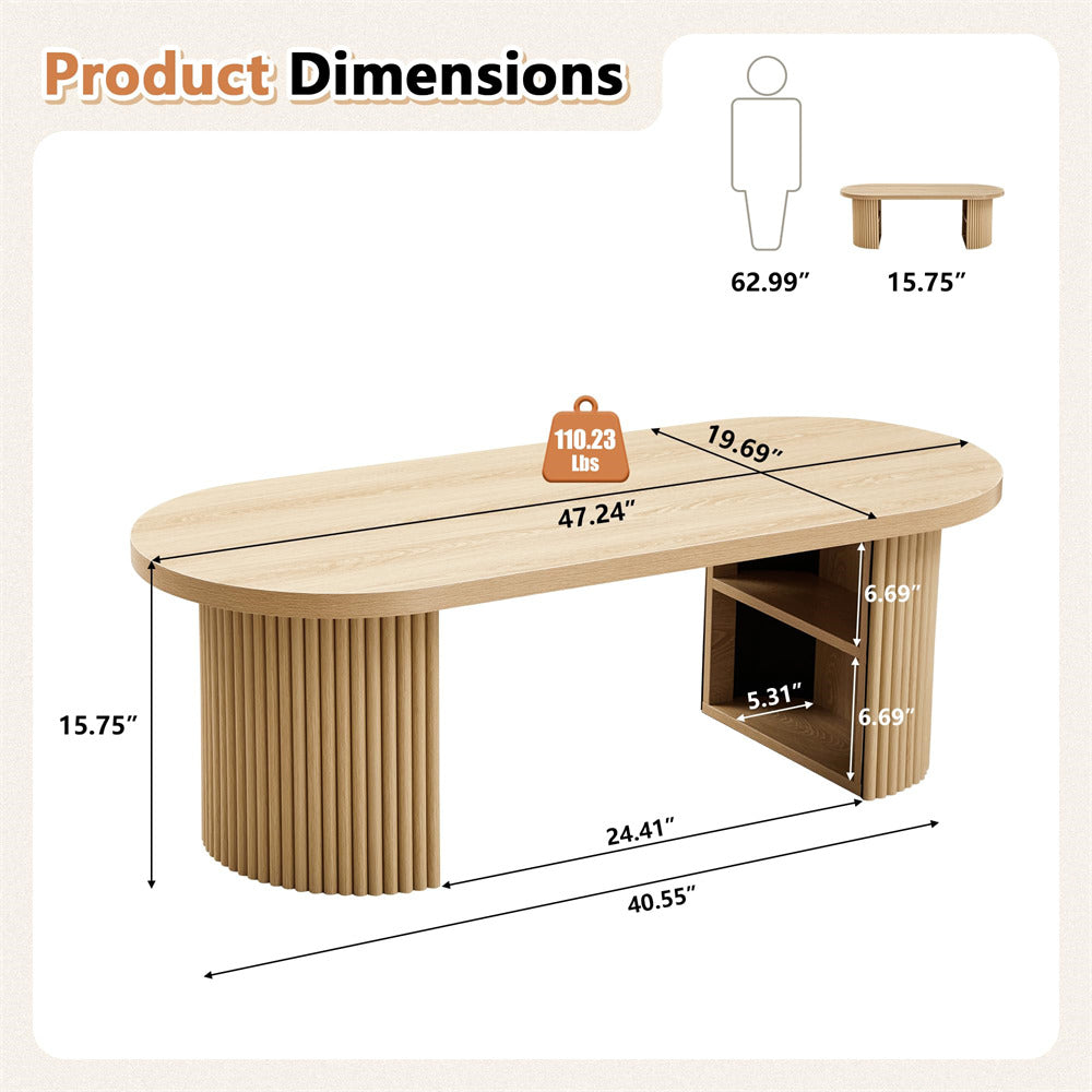 Wooden table with dimensions labeled on a white background