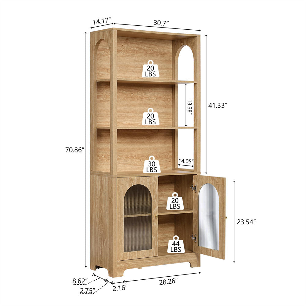 Wooden cabinet with dimensions labeled on a white background