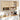 Wooden kitchen cabinet with open doors displaying coffee beans and a countertop with kitchen items.