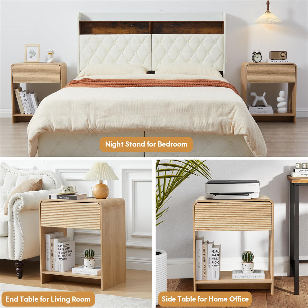 Bedroom furniture set with night stand, end table, and side table.