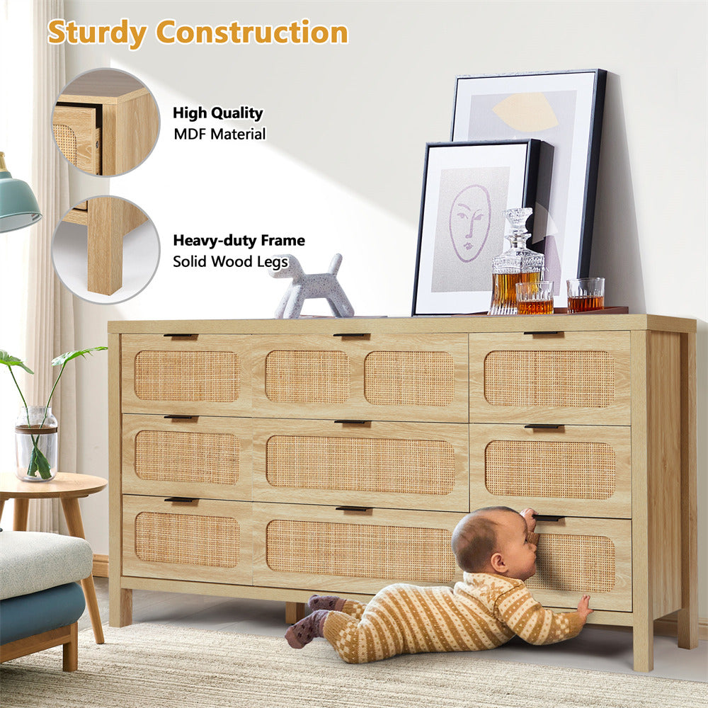 Natural Rattan 9 drawer dressers