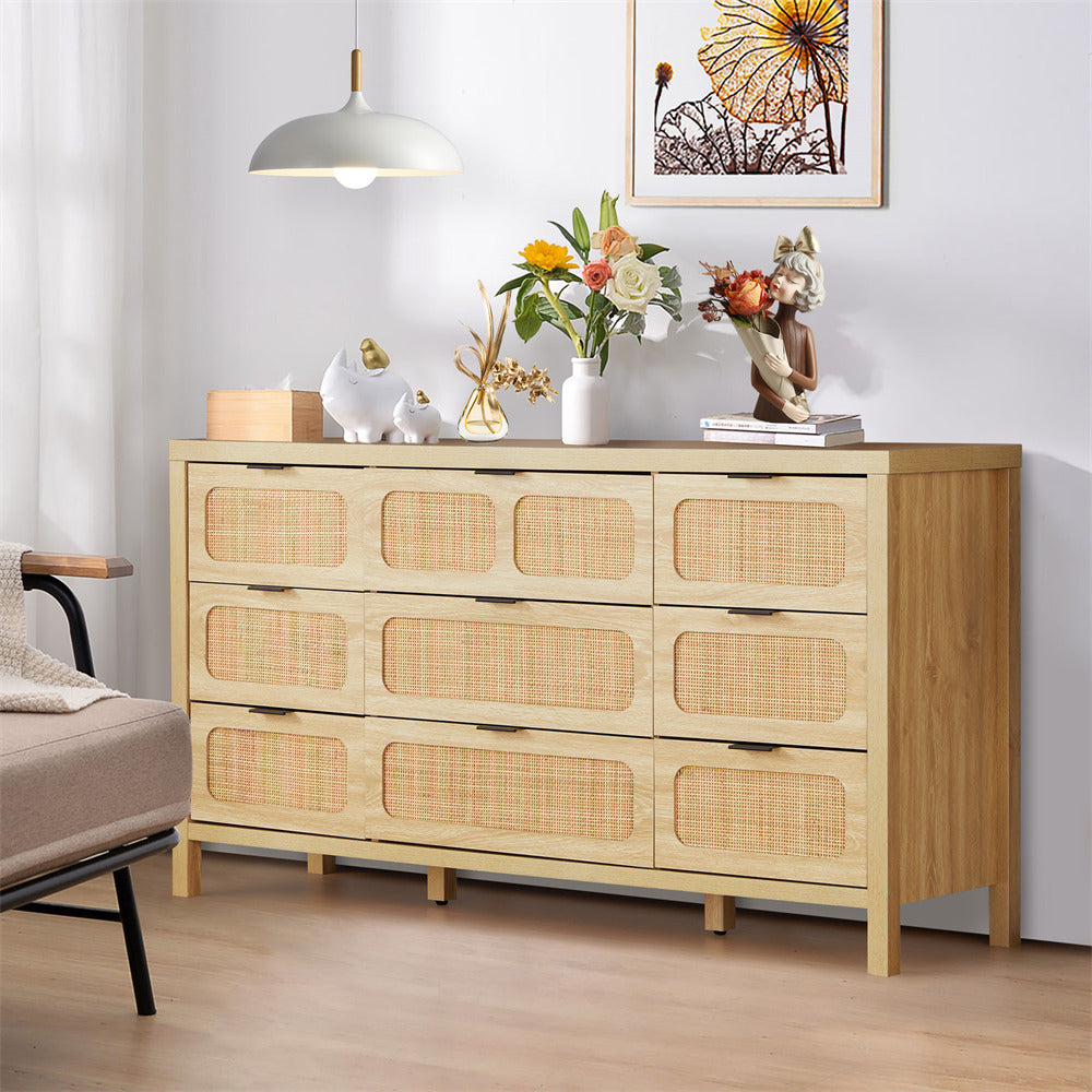 Natural Rattan 9 drawer dressers