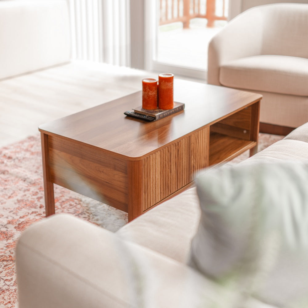 Walnut Rectangular Wood Coffee Table , 39"