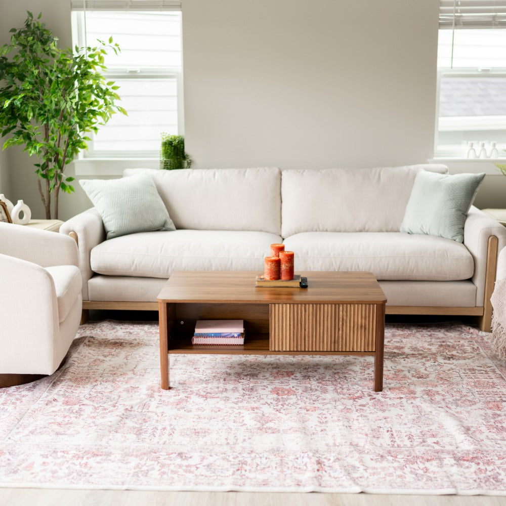 Walnut Rectangular Wood Coffee Table , 39"