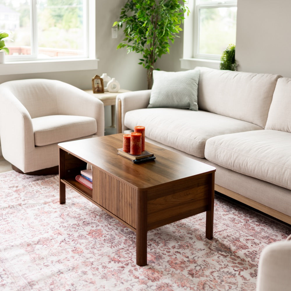 Walnut Rectangular Wood Coffee Table , 39"