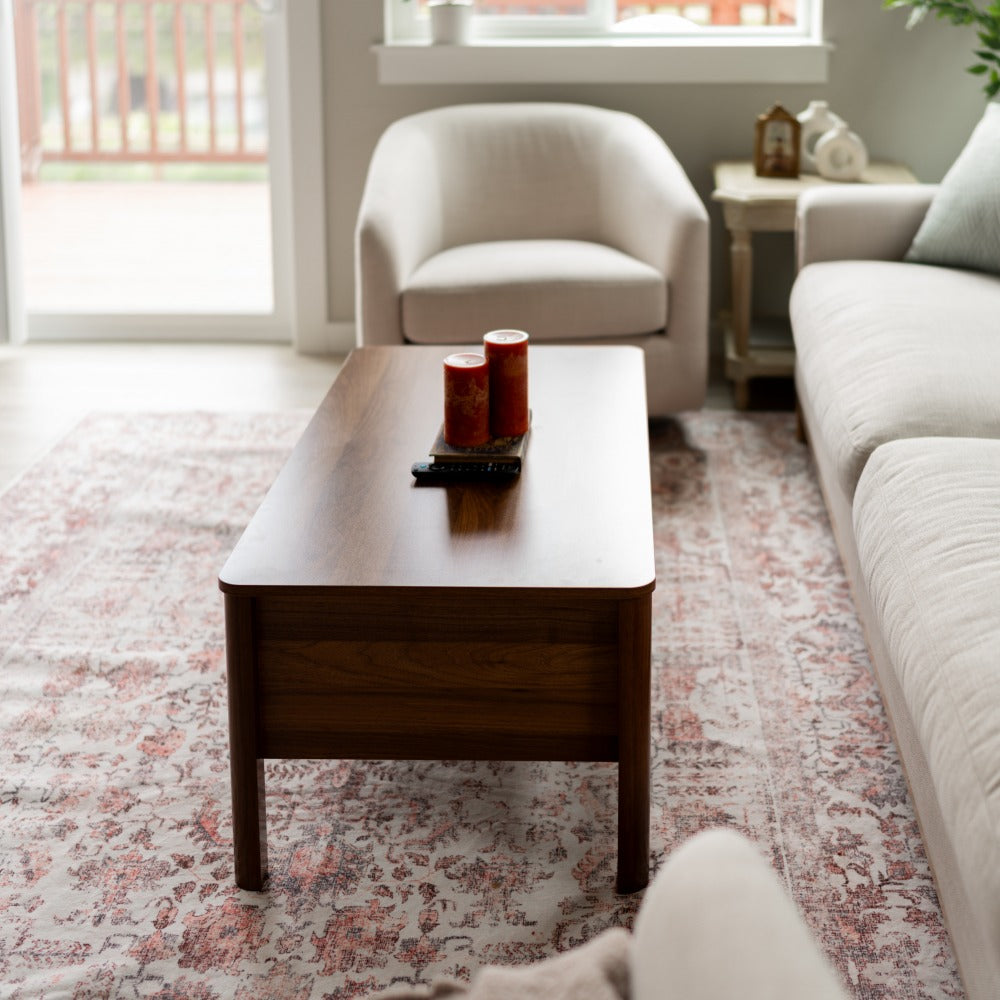 Walnut Rectangular Wood Coffee Table , 39"