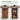 Wooden dining table with sliding door design, open to reveal storage space.