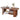 Wooden coffee table with decorative items on a white background