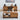 Walnut 43" Wood Coffee Table Two-Sided Storage with Striped Pattern & Sliding Door