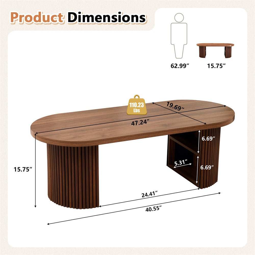 Wooden table with dimensions labeled on a beige background