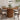 Walnut 47 inch Round Kitchen Dining Table for 4 with 2-Layer Storage Shelf and Wood Slide Door