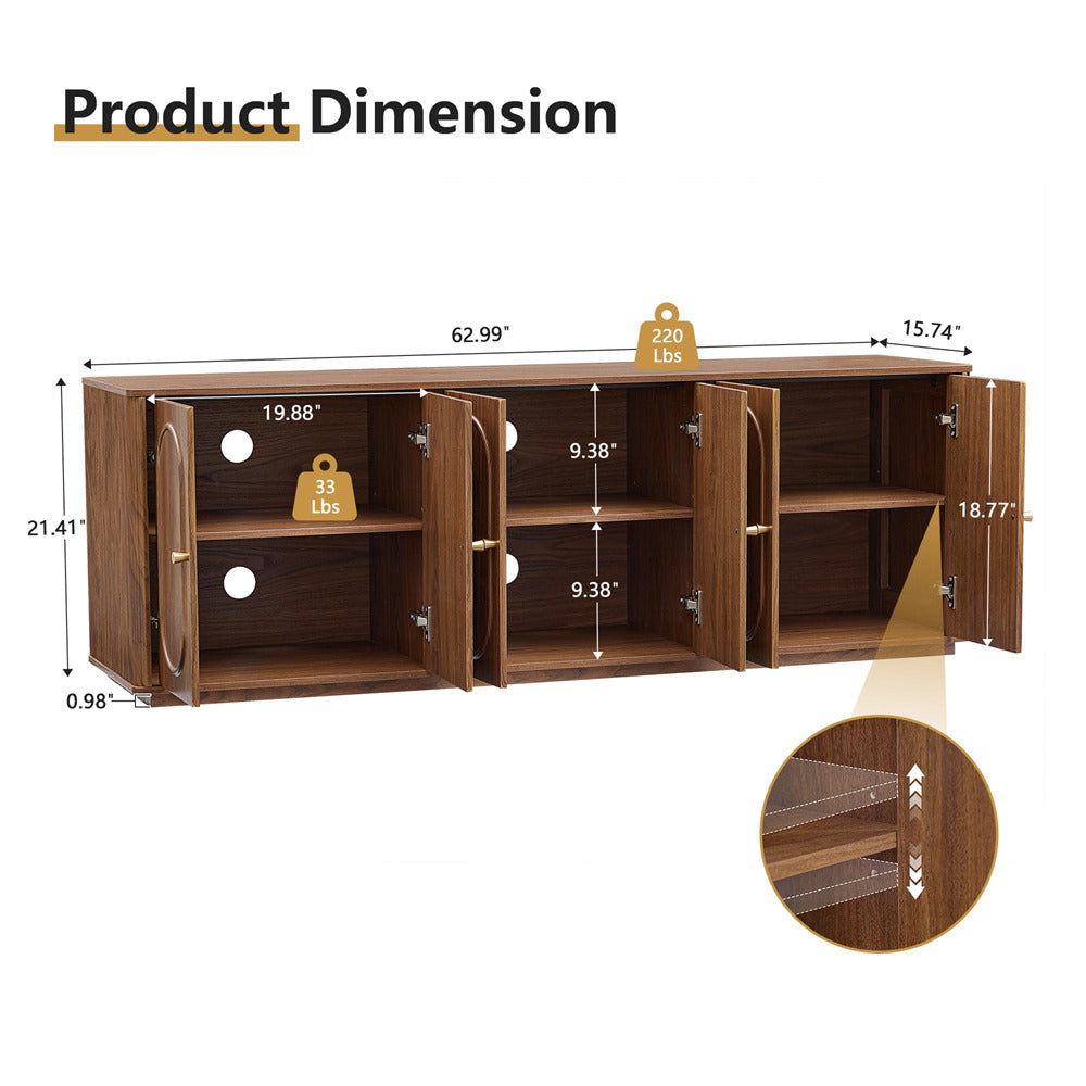 Wooden cabinet with dimensions labeled on a white background