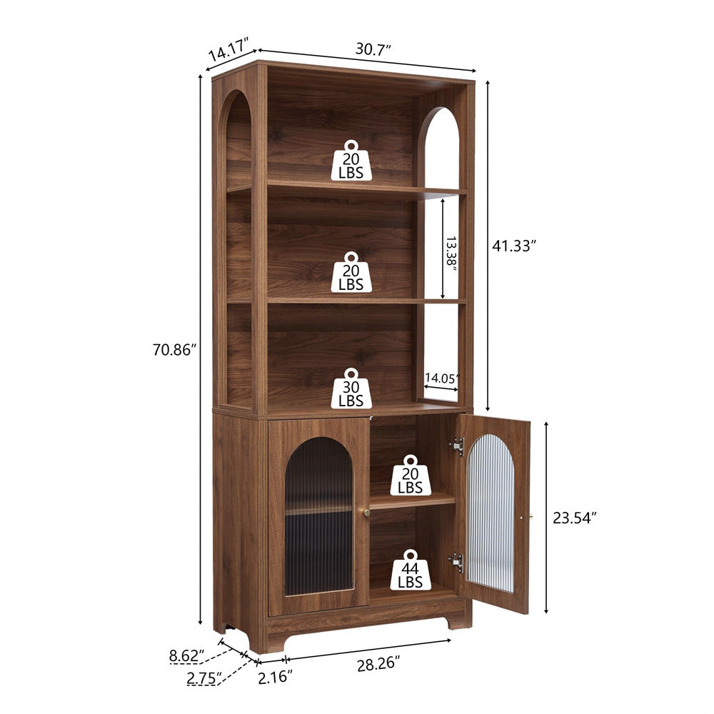 Wooden cabinet with dimensions labeled on a white background