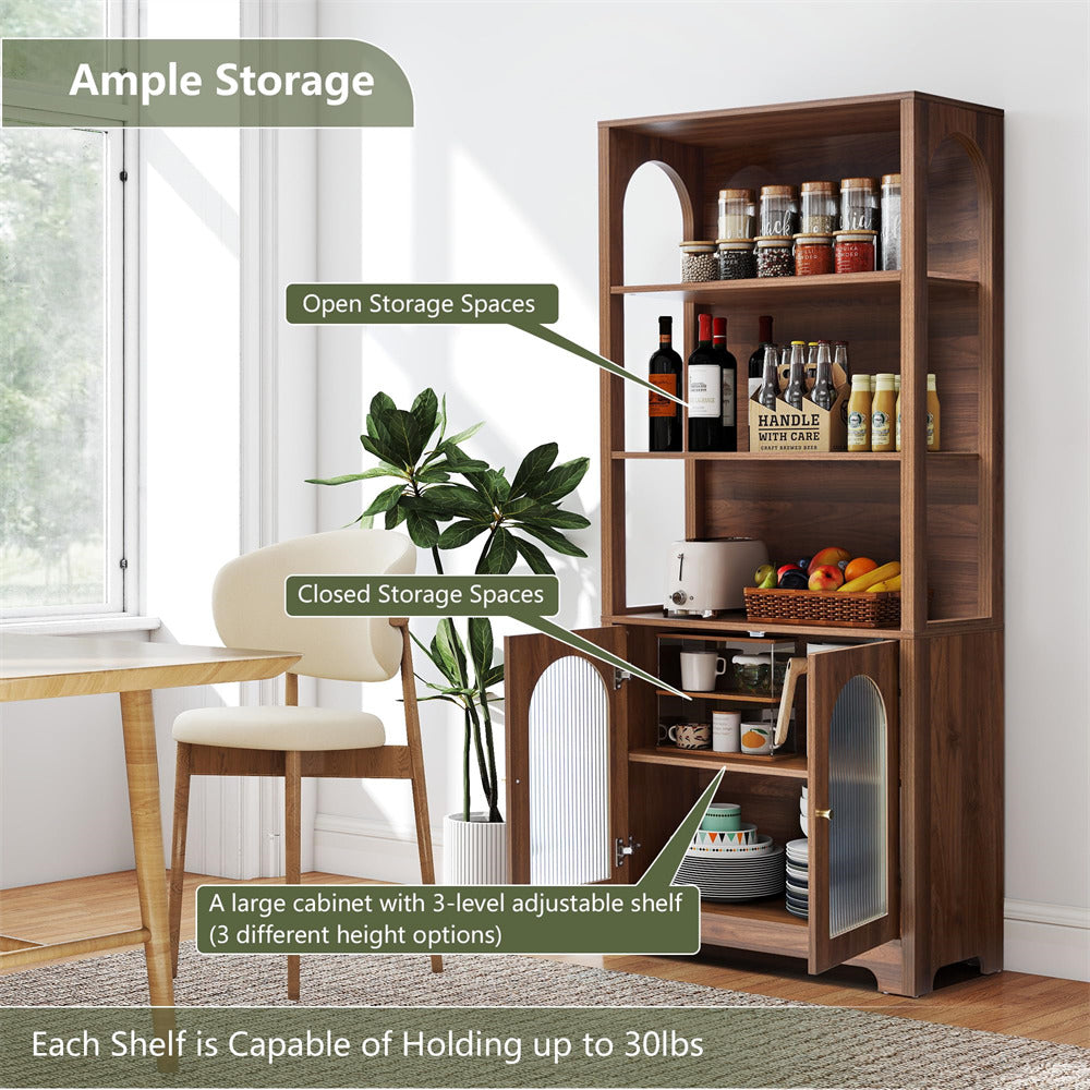 Wooden bookshelf with storage compartments in a room setting