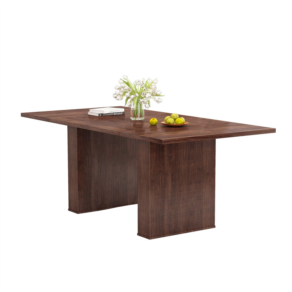Walnut 78 Inch Dining Table Modern Farmhouse Wooden Rectangular Kitchen Table