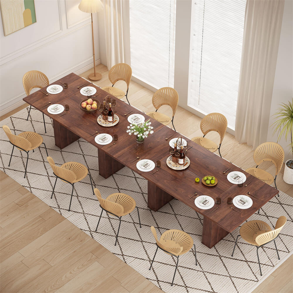 Walnut 78 Inch Dining Table Modern Farmhouse Wooden Rectangular Kitchen Table
