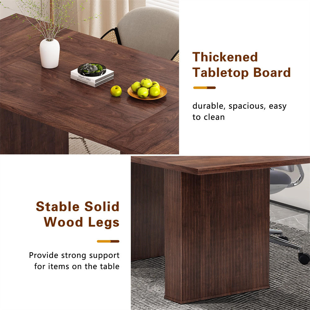 Walnut 78 Inch Dining Table Modern Farmhouse Wooden Rectangular Kitchen Table