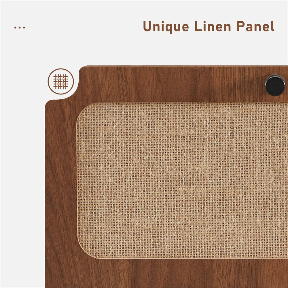 Wooden frame with a unique linen panel on a white background