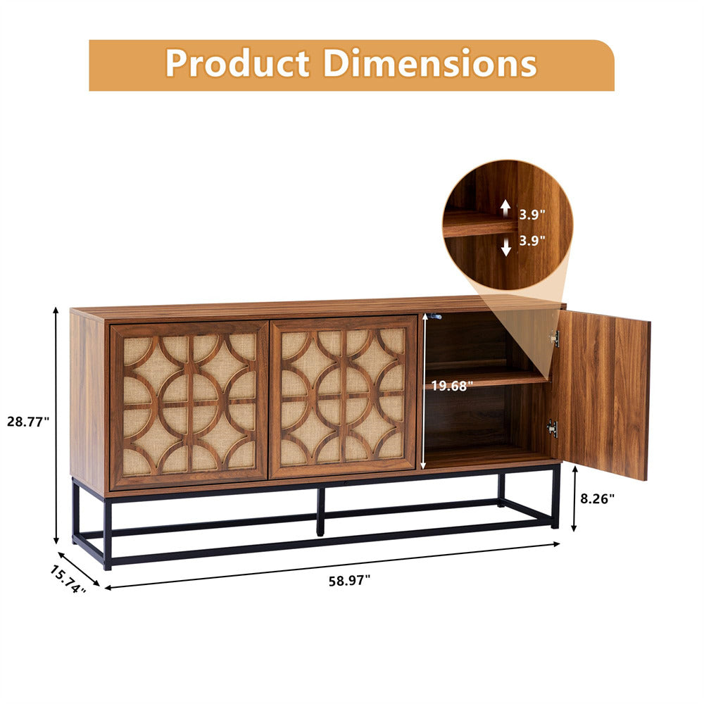 Walnut Modern Farmhouse Sideboard Buffet Storage Cabinet Size