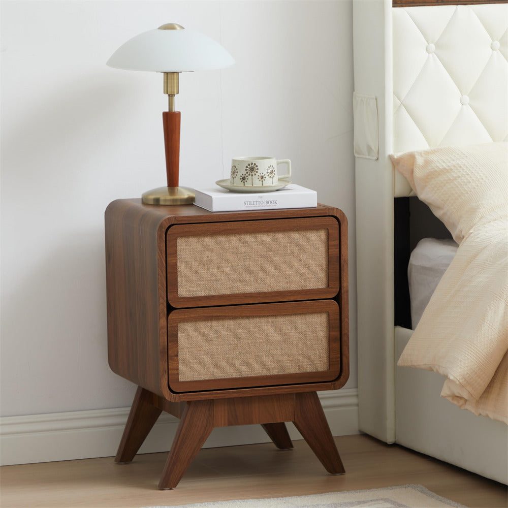 Walnut Modern NightStand Set of 2