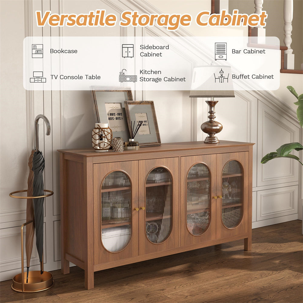Walnut Modern Sideboard Storage Cabinet Coffee Bar Cabinet with Acrylic Doors