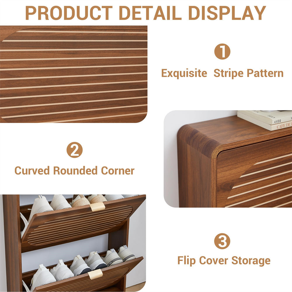Wooden product with striped pattern, curved corner, and flip cover storage.
