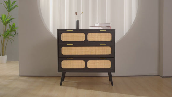 3 drawer rattan dresser video