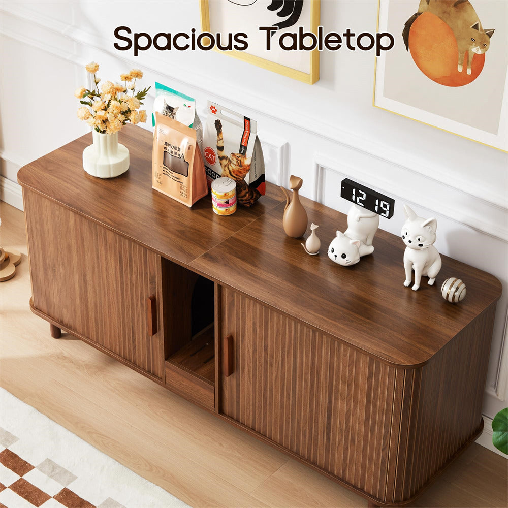 Wooden table with various items on a light-colored floor and wall background