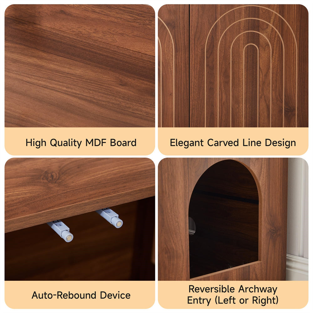 Collage of a wooden product with features highlighted on a white background