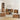 Set of wooden furniture pieces including bookshelves and cabinets in a living room setting.