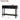 Black console table with dimensions and weight indicators on a white background