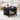 Black round coffee table with decorative items in a living room setting