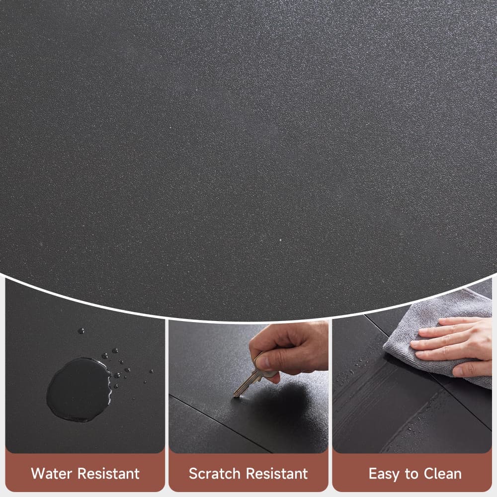 Black 35.4" Modern Square Coffee Table Recessed Hollow Center with RGB LED Lights