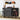 Black entertainment console with records and decor items against a white wall.