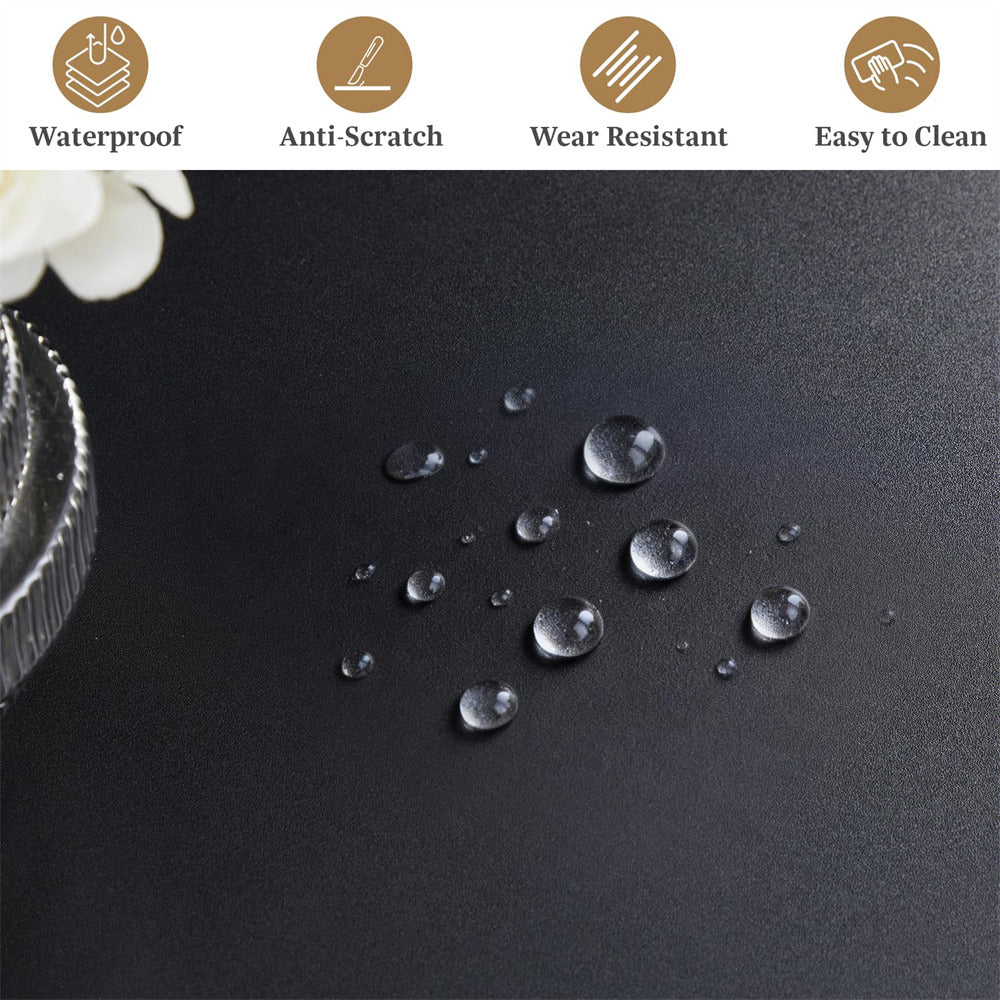 Black 55 in–71 in Extendable Rectangular Kitchen Dining Table with Carved Line Base for 4–8