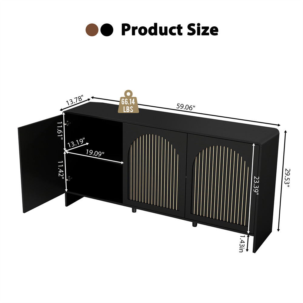 Black metal gate with dimensions and weight label on a white background