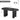 Black dining table with measurements and weight capacity on a white background