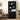 Black bookshelf with decorative items in a room with a bed and side table.